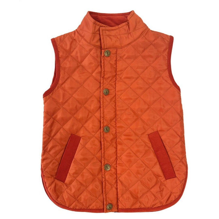 Little English traditional children's clothing. Unisex quilted orange vest for Fall