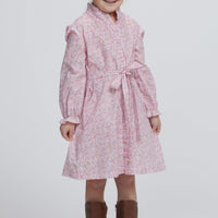 Little English traditional children's clothing, Allie dress in pink and orange floral pattern for little girl