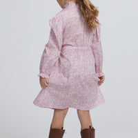 Little English traditional children's clothing, Allie dress in pink and orange floral pattern for little girl