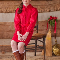 Little English traditional children's clothing, Allie dress in red corduroy for little girl 