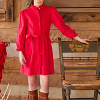 Little English traditional children's clothing, Allie dress in red corduroy for little girl 