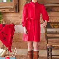 Little English traditional children's clothing, Allie dress in red corduroy for little girl 