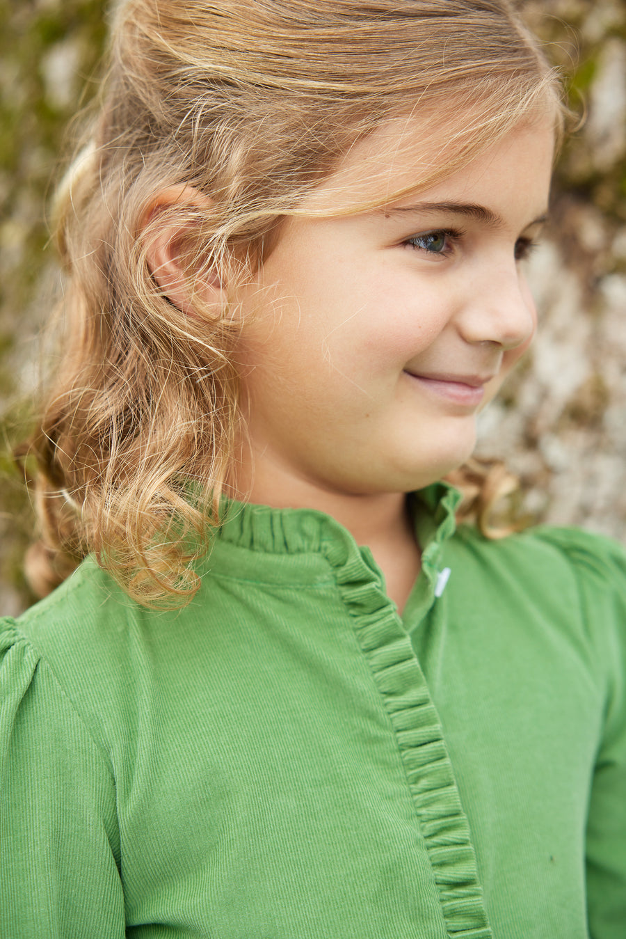 Little English traditional children's clothing.  Watercress green corduroy dress for older girls for fall