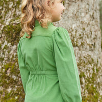 Little English traditional children's clothing.  Watercress green corduroy dress for older girls for fall