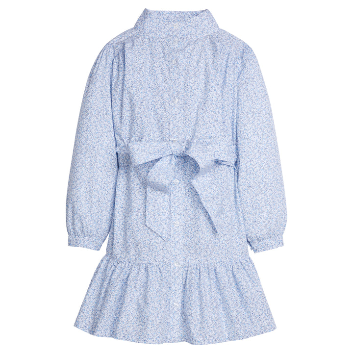 Little english traditional clothing, Amore dress in blue vinings pattern for little girl