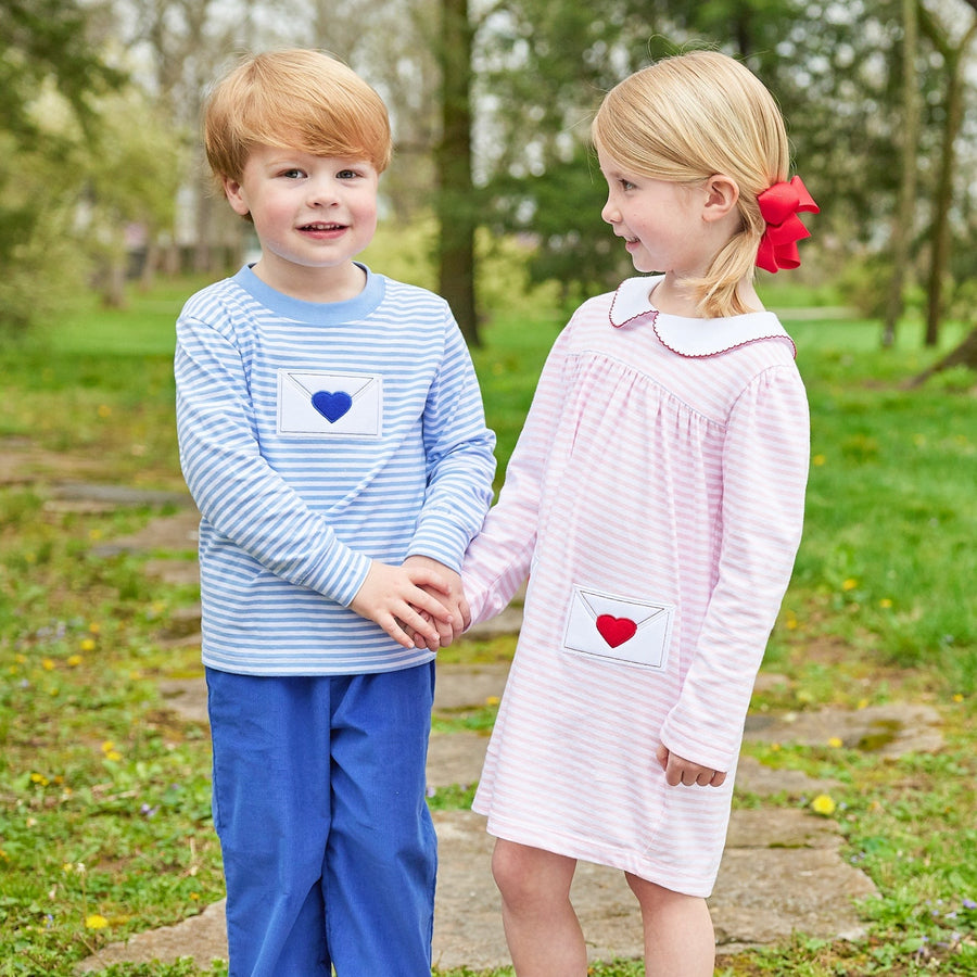 Little English little boy's classic corduroy pant for fall, elastic waist pant in royal blue