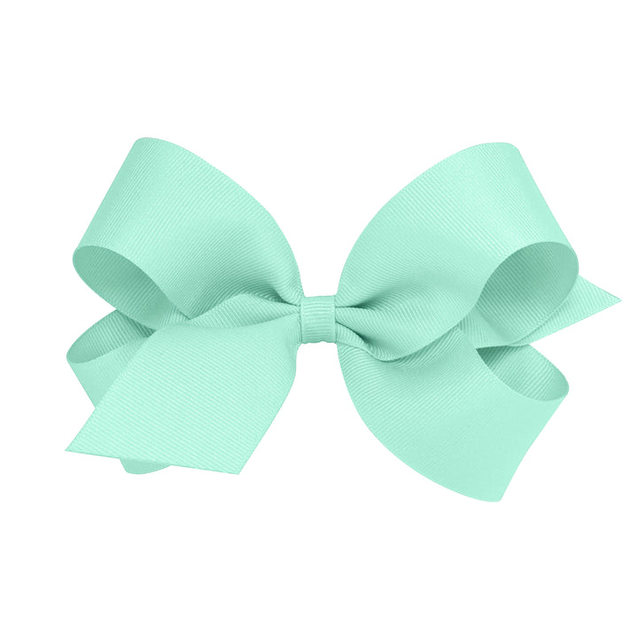 Little English traditional children's clothing. Crystalline hair bow for girls. Classic aqua hair accessory for Fall