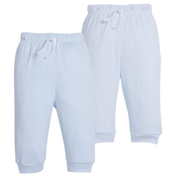 Little English traditional children's clothing.  Light blue and white set of knit baby joggers for boys