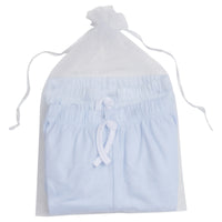 Little English traditional children's clothing.  Light blue and white set of knit baby joggers for boys