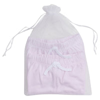 Little English traditional children's clothing.  Light pink and white set of knit baby joggers for girls