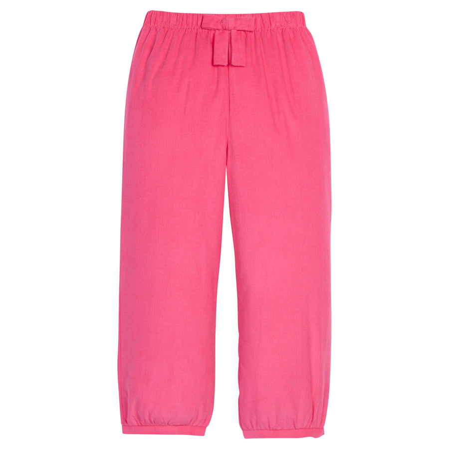 Little English classic girl's hot pink corduroy banded bow pant, traditional children's clothing