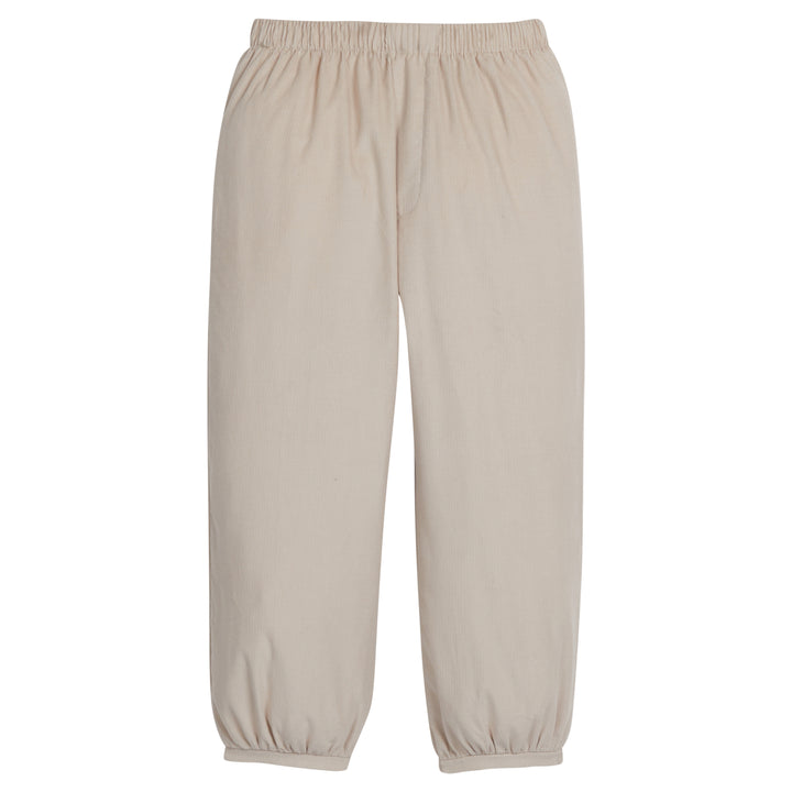 Little English traditional boy's banded elastic waist pant in khaki corduroy for fall
