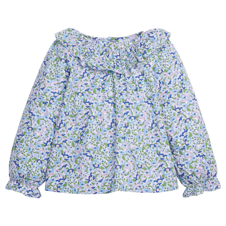 Little English traditional children's clothing.  Ruffle floral top for girls for fall