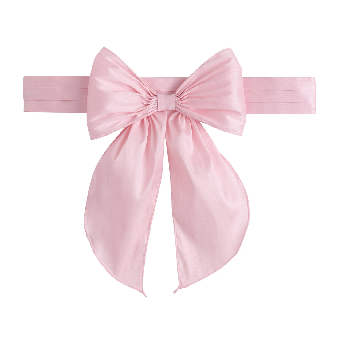 Little English flower girl dress sash, light pink fixed bow sash with adjustable closure