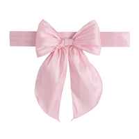 Little English flower girl dress sash, light pink fixed bow sash with adjustable closure