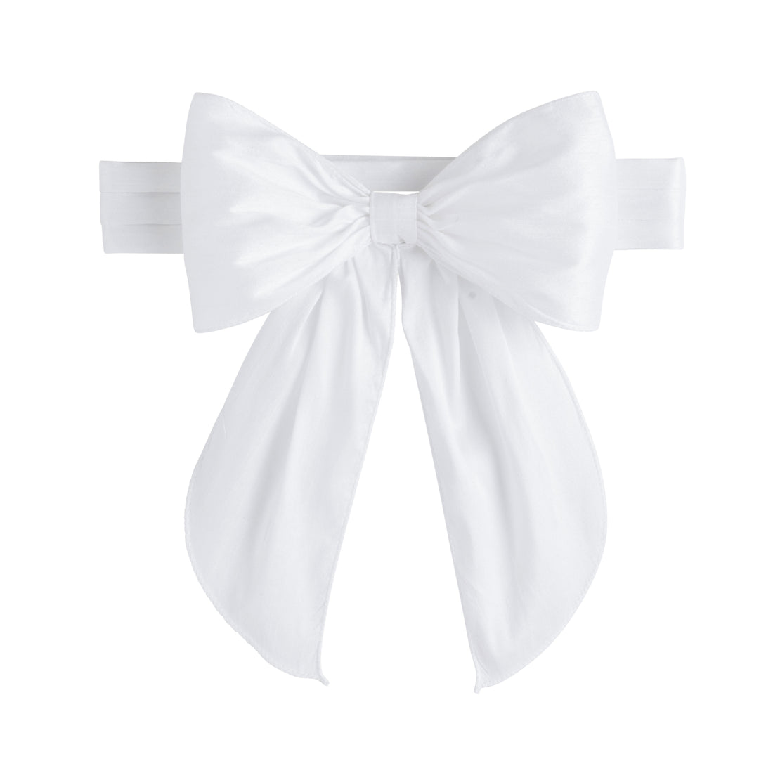 Little English flower girl dress sash, white fixed bow sash with adjustable closure