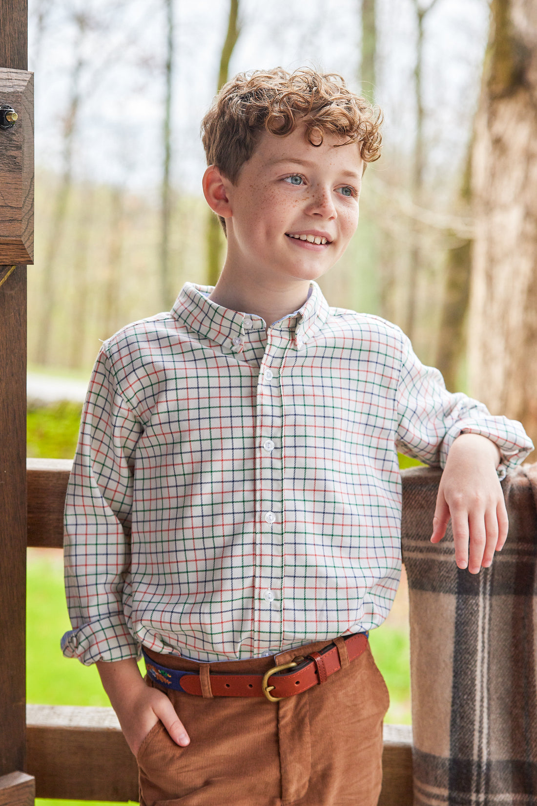 Little English traditional clothing, classic pant in chestnut corduroy for little boy