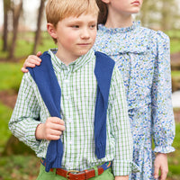 Little English traditional children's clothing.  Classic watercress green corduroy pants for boy.