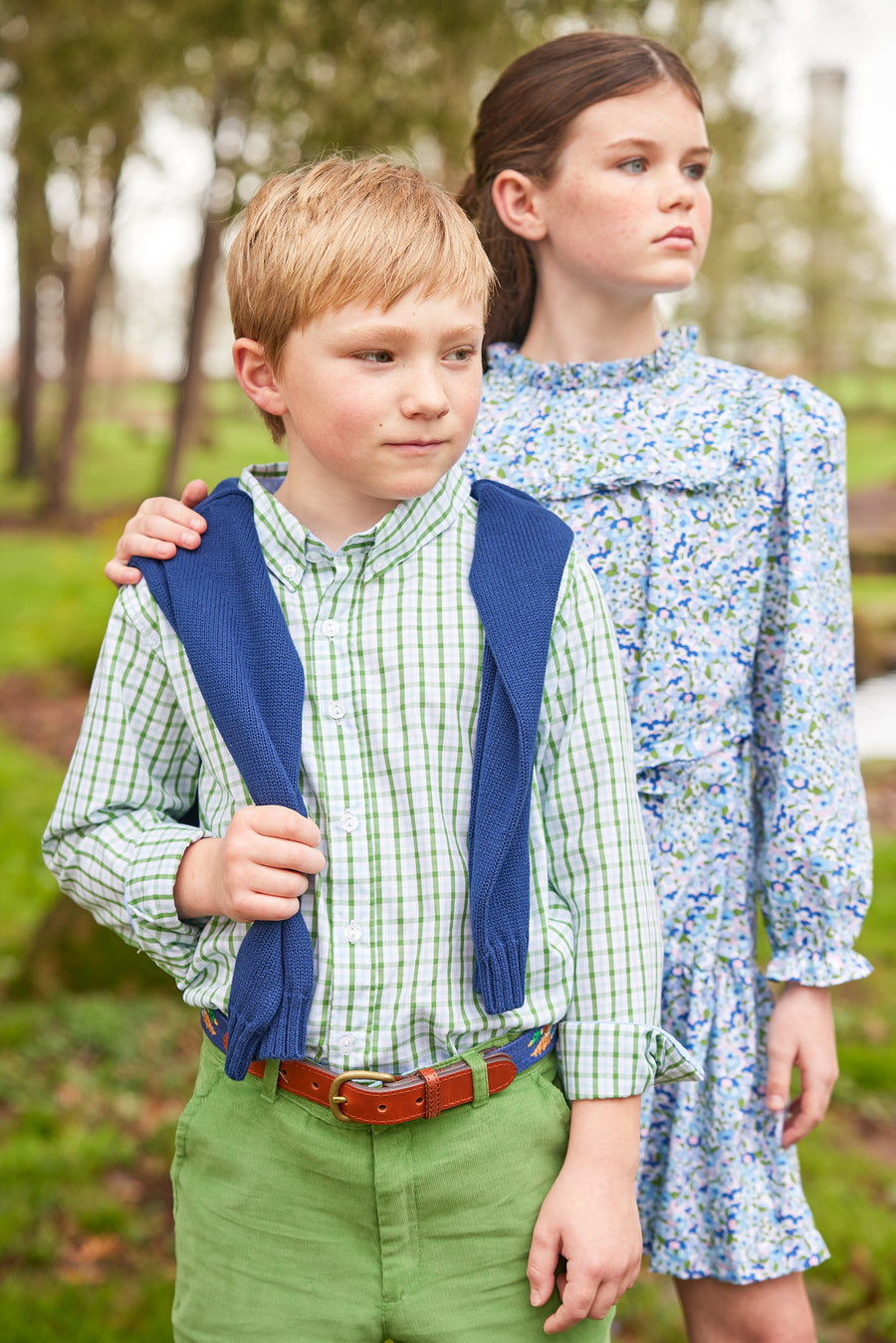 Little English traditional children's clothing.  Classic watercress green corduroy pants for boy.