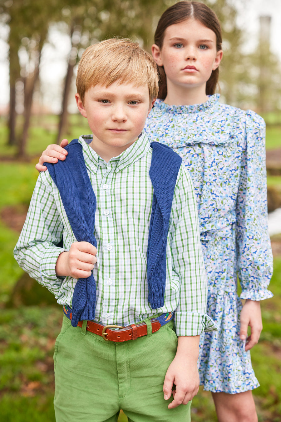 Little English traditional children's clothing.  Classic watercress green corduroy pants for boy.