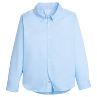 Little English traditional children's clothing.  Boy's light blue pique button down shirt for Spring