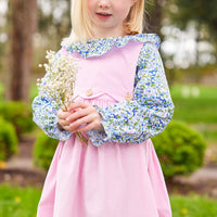 Little English traditional clothing, button panel jumper in light pink corduroy pattern for little girl