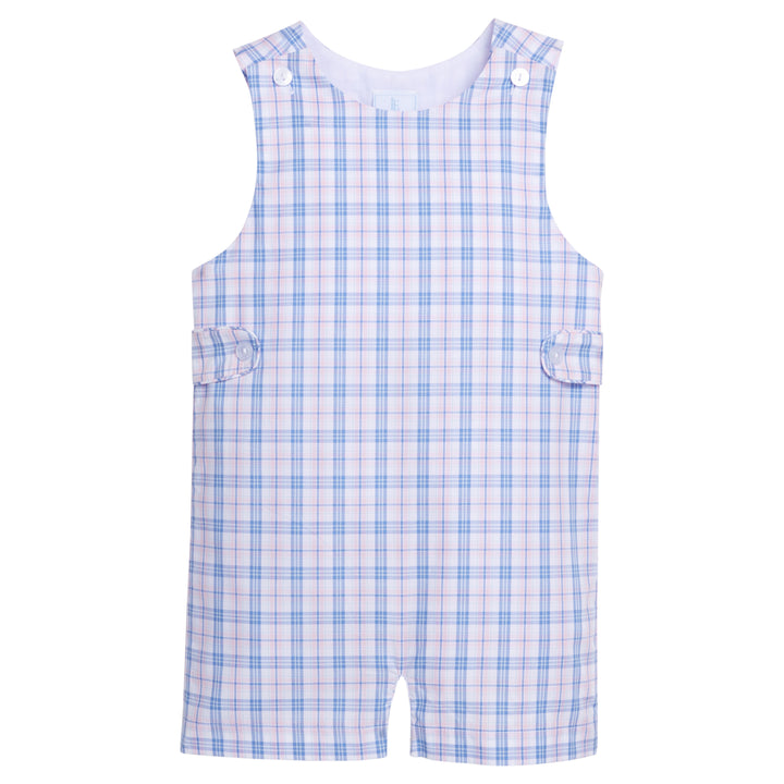 Little English traditional children's clothing. Toddler boy's light pink, blue, and green plaid john john for Spring.  Easter outfit for little boys