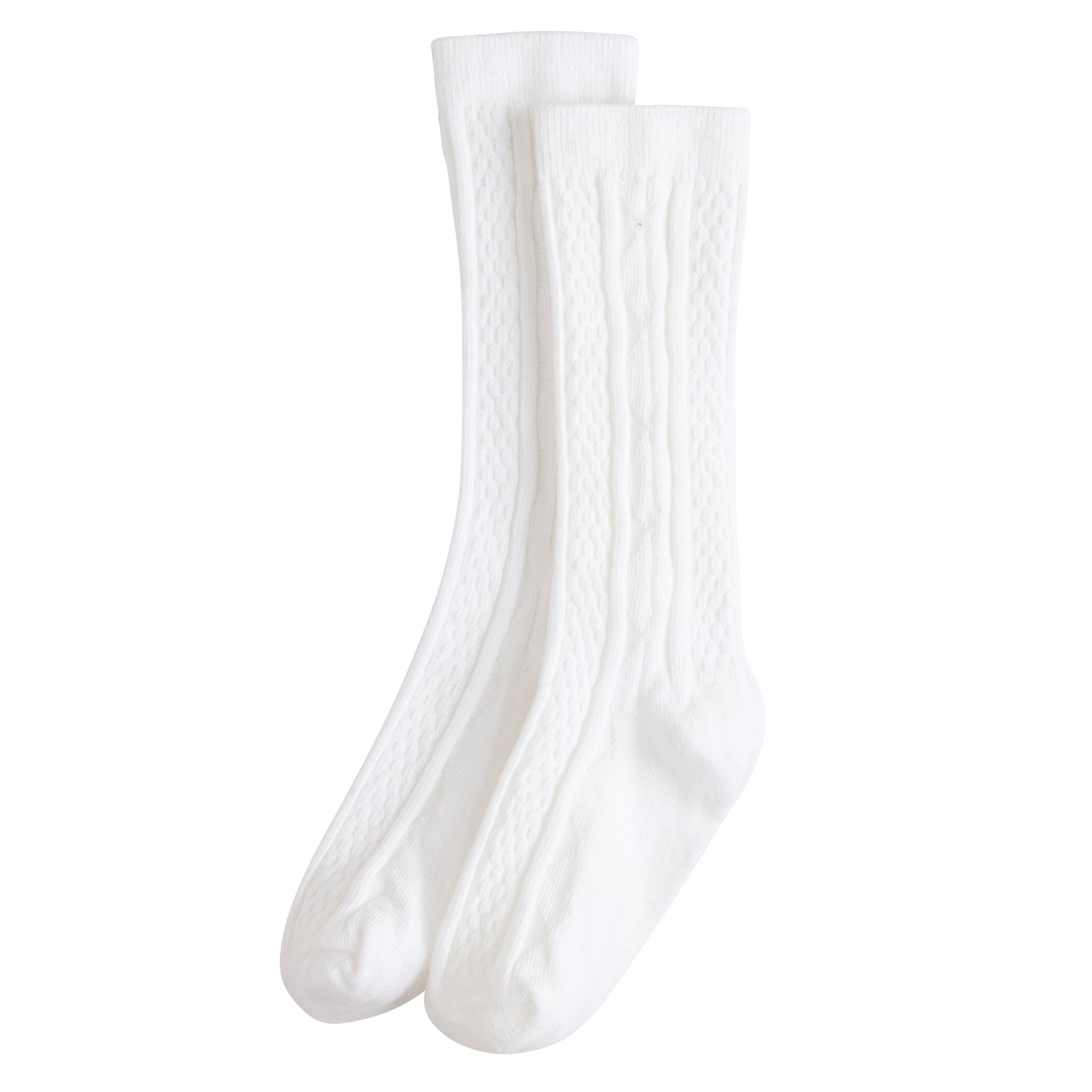 Toddler & Kids Cable Knit White Knee High Socks – Little English