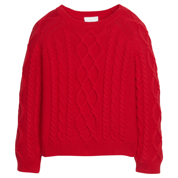 Little English traditional children's clothing.  Unisex red cable knit sweater for Fall