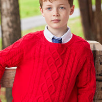 Little English traditional children's clothing.  Unisex red cable knit sweater for Fall