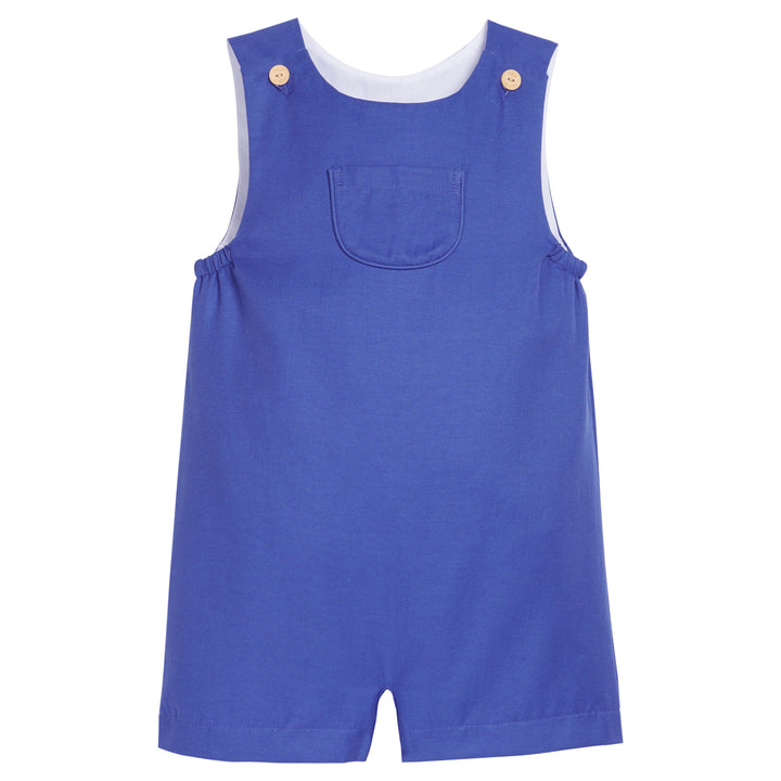 Little English traditional children's clothing.  Royal blue shortall for little boys