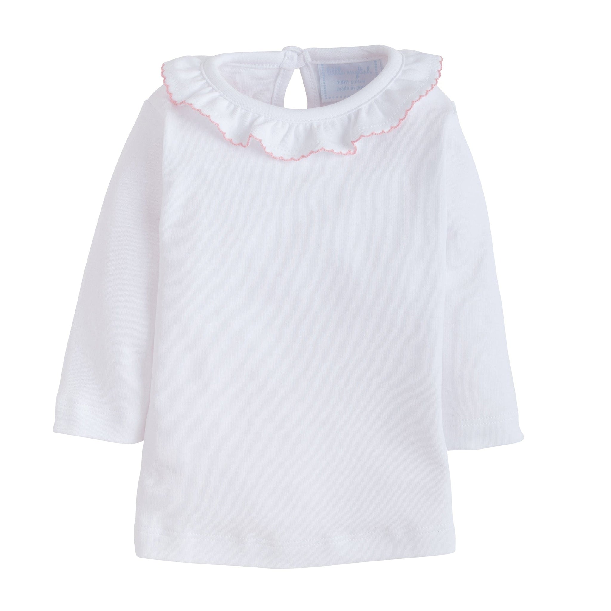 Girl's Ruffle Shirt - Kids Pink Trimmed Playwear – Little English