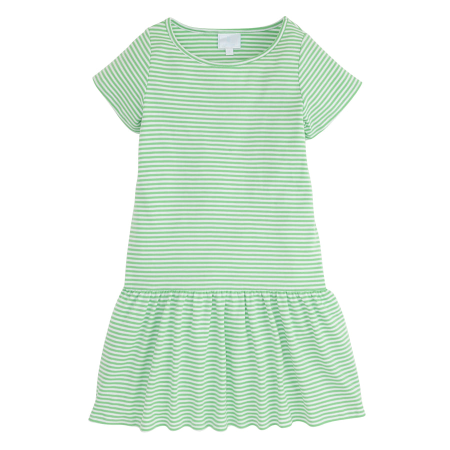 Girl's Green Striped T Shirt Dress - Casual Wear – Little English