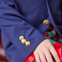 Little English traditional wool blazer for boys, classic navy blazer with gold buttons