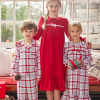 Little English traditional clothing, classic pajama set in holiday plaid pattern for little boy, holiday collection