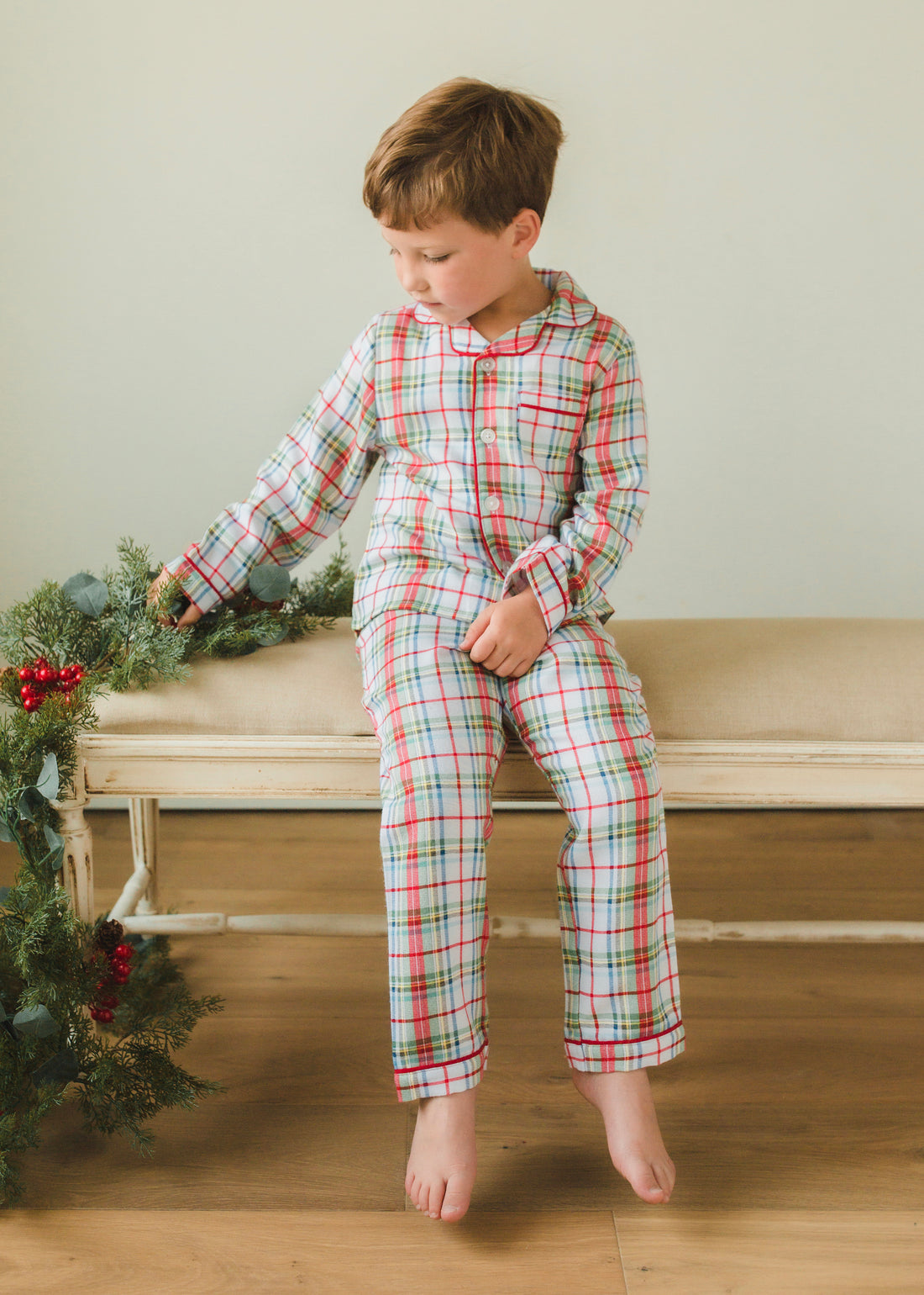 Cute Kid Girl's Boy's Cotton Long Sleeve Plaid Pajama Sets.Sweet Toddler  Kid's Pyjamas Set