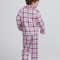 Little English traditional clothing, classic pajama set in holiday plaid pattern for little boy, holiday collection