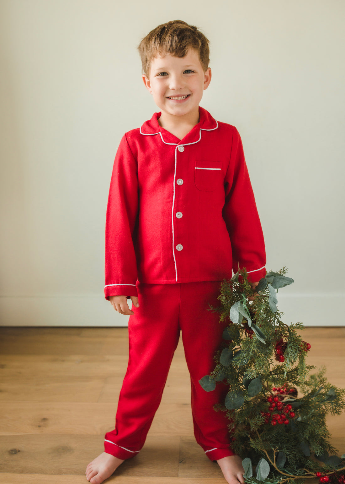 Children's Antique Red Ticking Pajama Set
