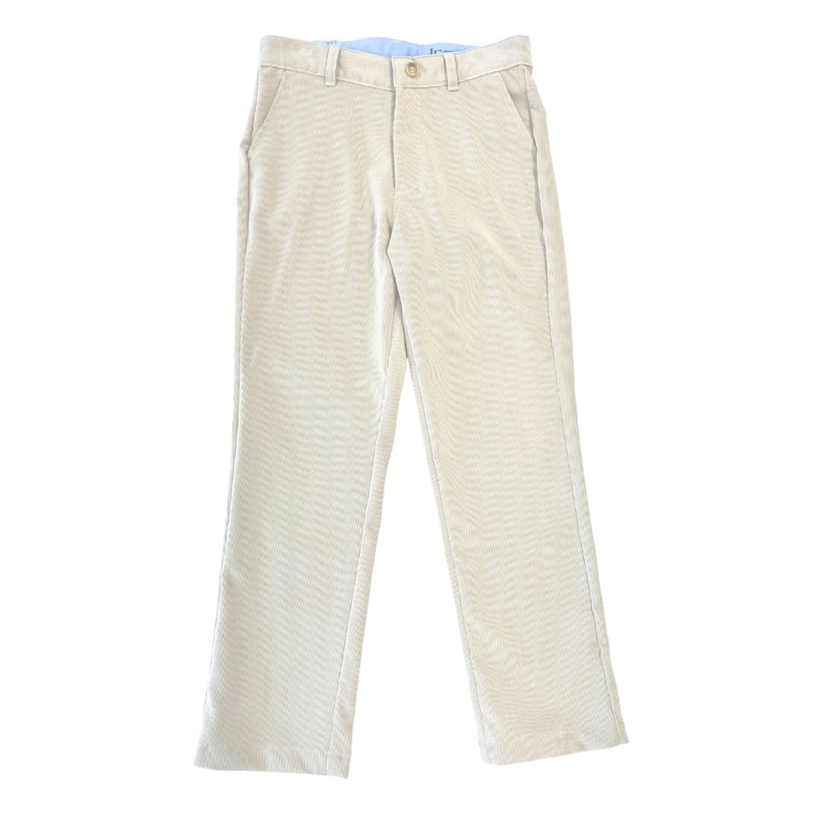 Little English boy's pants for fall, khaki corduroy pant with zipper and belt loops
