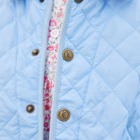 Little English children's classic quilted jacket in light blue with corduroy details