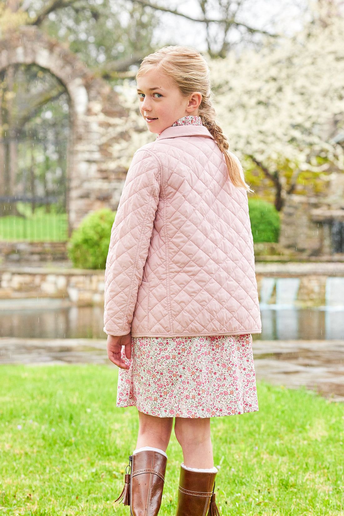 Little English classic quilted jacket for girls, traditional 