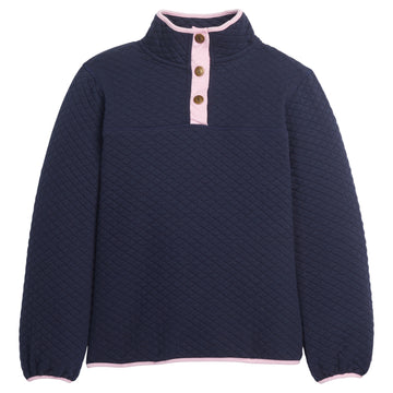 Little English traditional children's clothing.  Comfy navy quilted pullover for girls for Fall