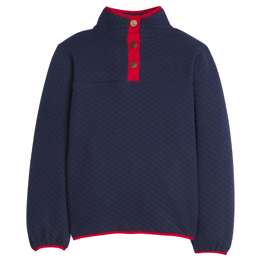 Little English traditional children's clothing. Comfy navy quilted pullover for boys for Fall