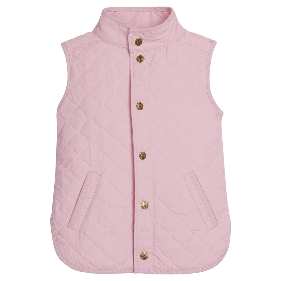 Little English traditional children's clothing. Classic light pink quilted vest for girls for fall