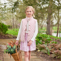 Little English traditional children's clothing. Classic light pink quilted vest for girls for fall