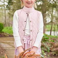 Little English traditional children's clothing. Classic light pink quilted vest for girls for fall