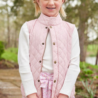 Little English traditional children's clothing. Classic light pink quilted vest for girls for fall