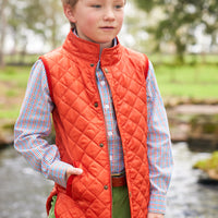 Little English traditional children's clothing. Unisex quilted orange vest for Fall