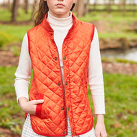 Little English traditional children's clothing. Unisex quilted orange vest for Fall