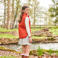 Little English traditional children's clothing. Unisex quilted orange vest for Fall